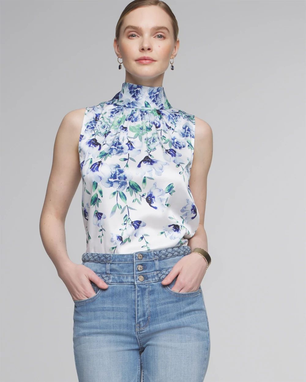 Sleeveless Tie-Back Shell Top
