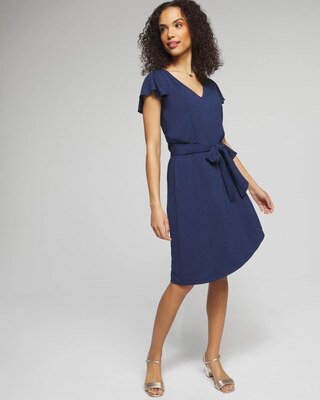 Outlet WHBM V-Neck Flounce Sleeve Mini Dress