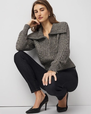 Half Zip Metallic Knit Sweater click to view larger image.