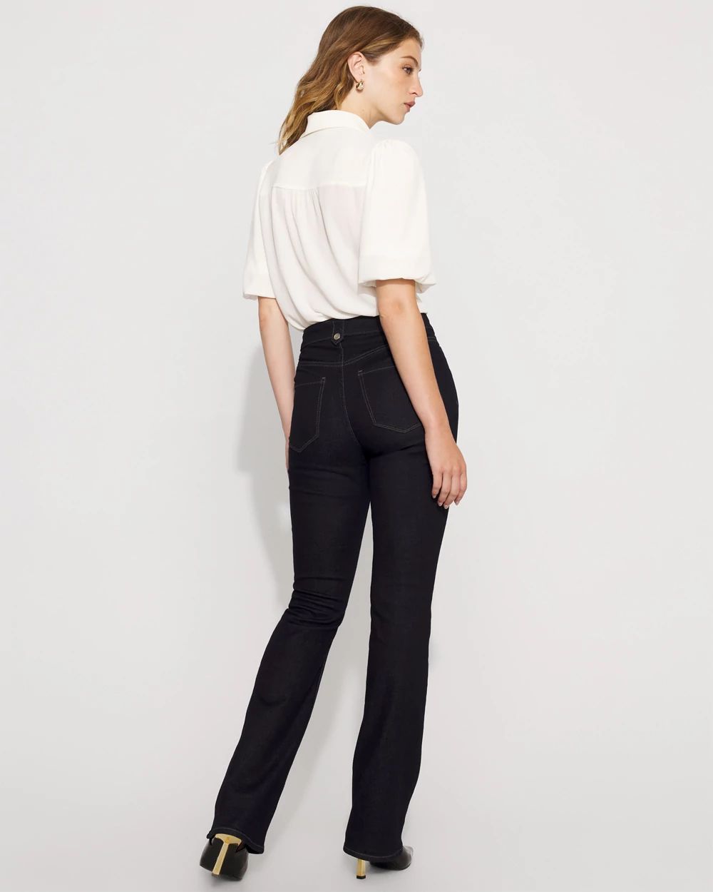 High-Rise Tab-Waist Bootcut Jean