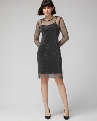 Long Sleeve Crystal Mesh Mini Dress