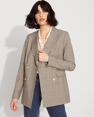 Plaid Double-Breasted Blazer