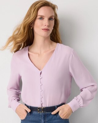 Long-Sleeve Button-Up Blouse