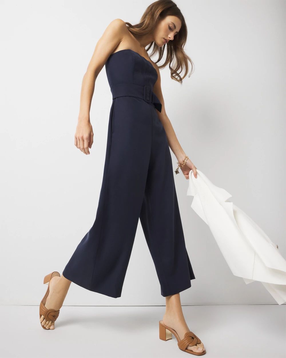 Belted Wide Leg Cropped Jumpsuit