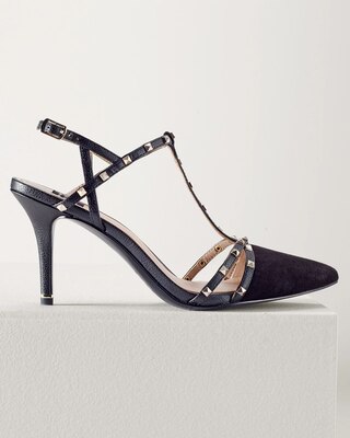 Strappy Studded Mid-Heel Pump