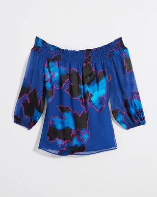 Long Sleeve Off-The-Shoulder Burnout Blouse