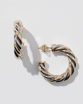 Mixed Metal Twist Hoop Earing
