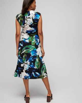 Cap Sleeve Matte Jersey Shirred Midi Dress