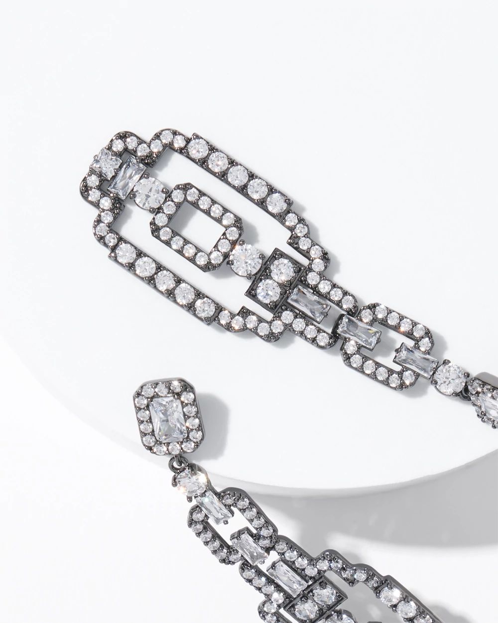 Art Deco Hematite Drop Earrings