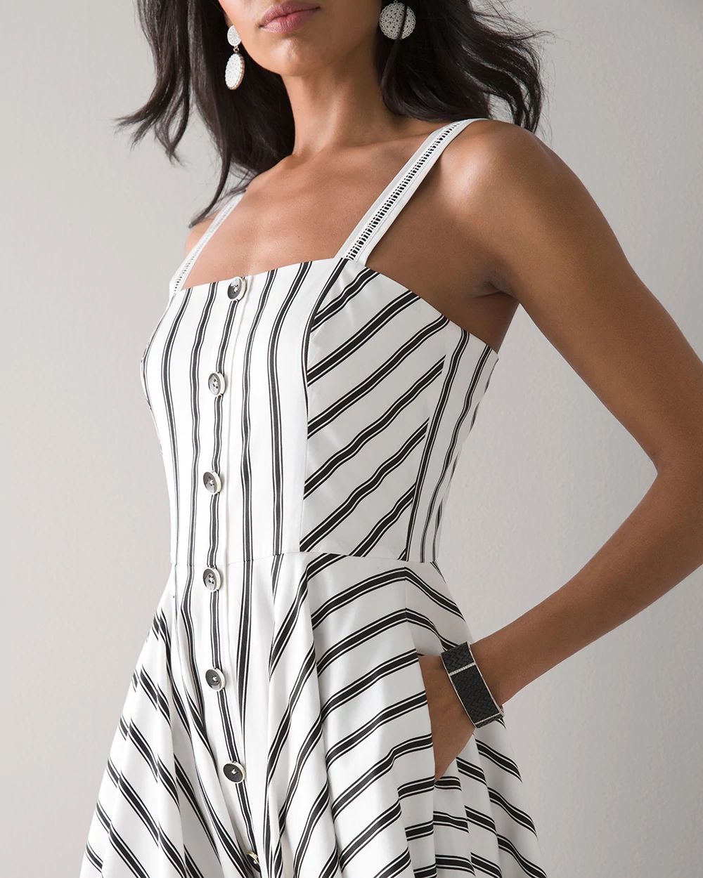 Button Front Fit & Flare Midi Dress