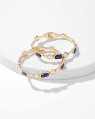 Blue Crystal Hinge 2pk Bracelets