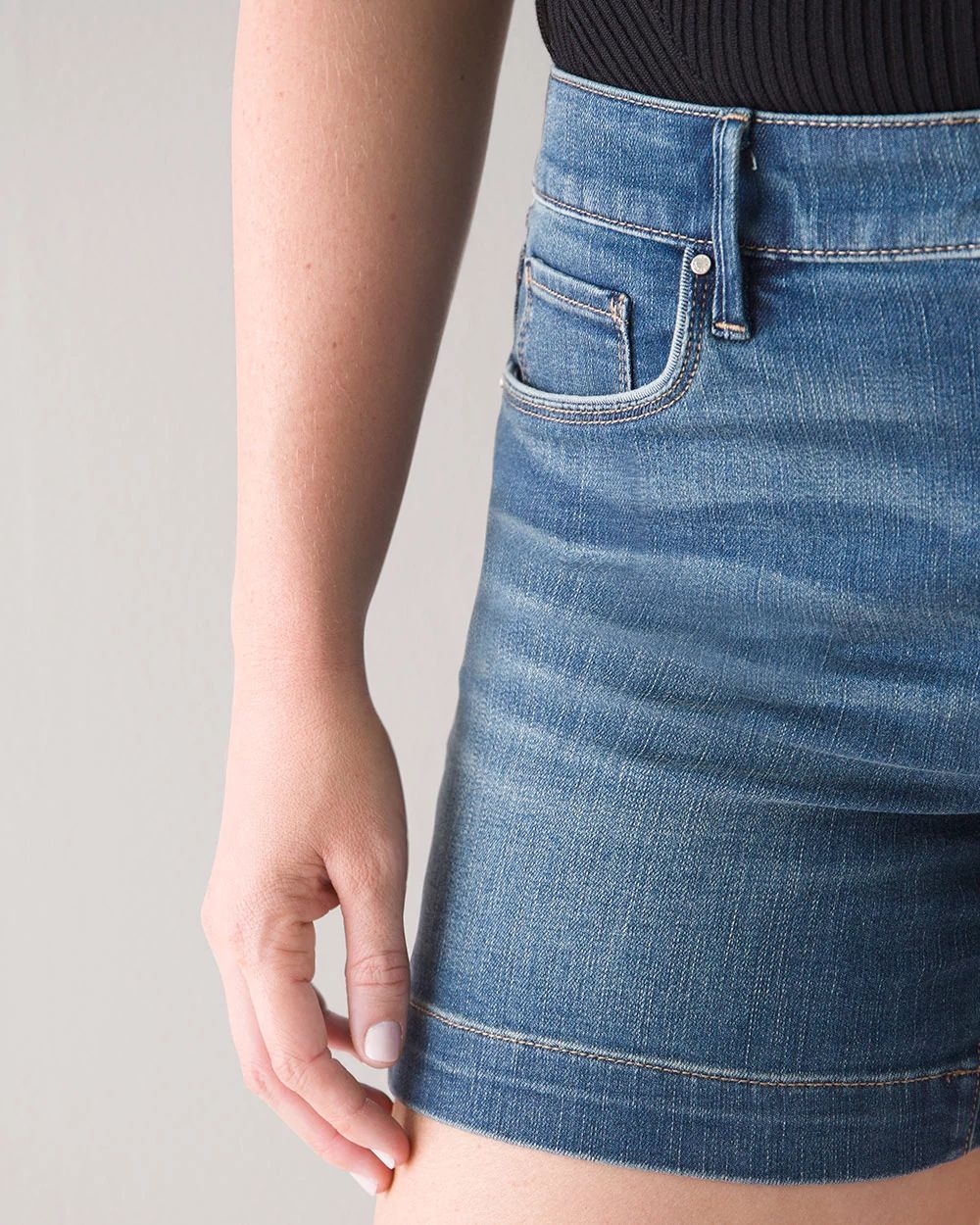 High-Rise Everyday Soft Denim 5-Inch Jean Shorts click to view larger image.