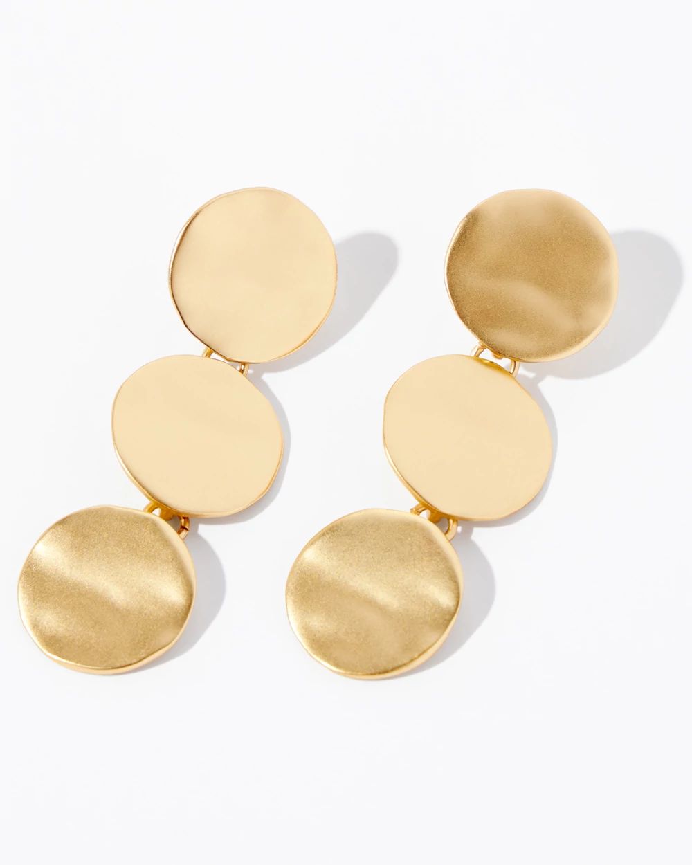 Goldtone Wavy Disc Linear Earrings click to view larger image.
