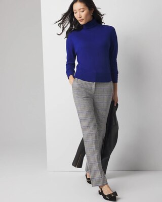 Straight Leg Houndstooth Luxe Plaid Pants