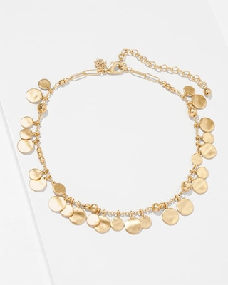 Goldtone Wavy Disc Single Strand Necklace click to view larger image.