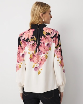 Smocked Neck Crepe Blouse click to view larger image.