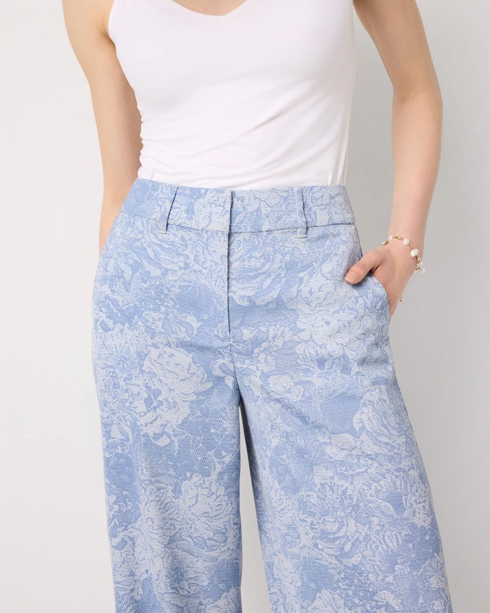 Petite Floral High-Rise Wide Leg Pant