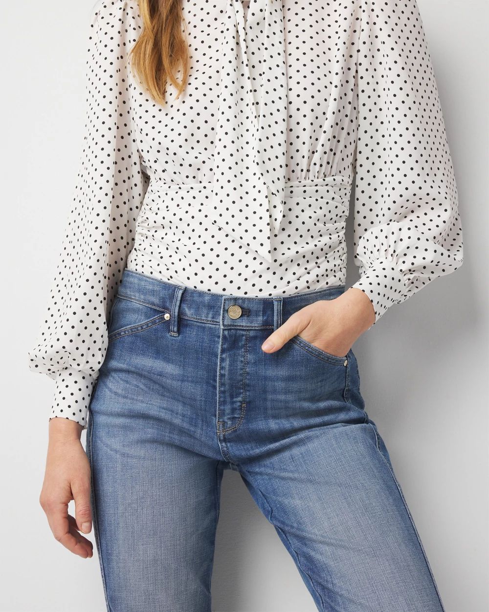 High-Rise Novelty Side-Seam Straight Jeans