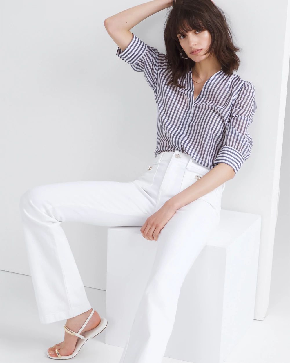 Pinstripe Silk Blend Top