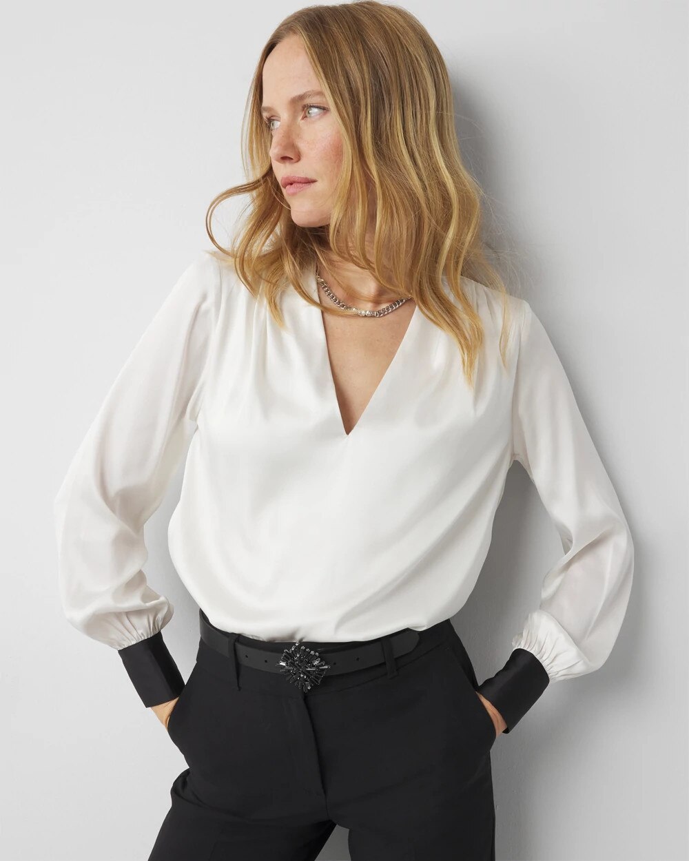 white blouse satin