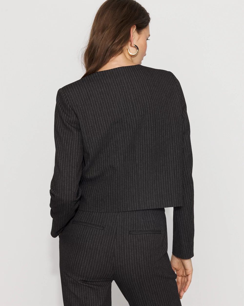 Collarless Button Front Jacket
