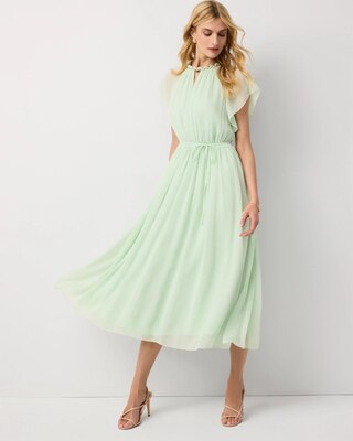 Chain + Keyhole Detail Midi Dress