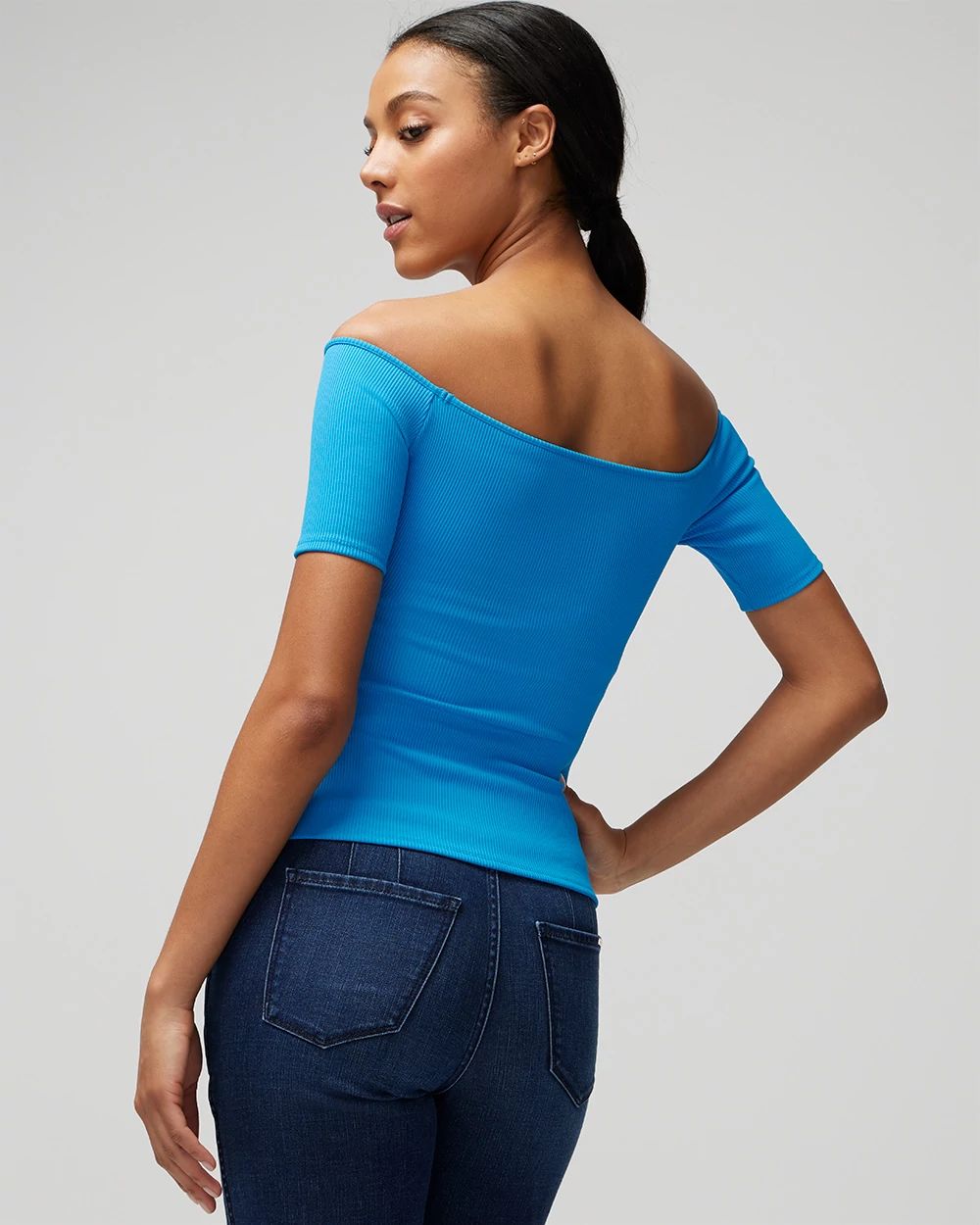 WHBM® FORME Off-the-Shoulder Rib Top click to view larger image.