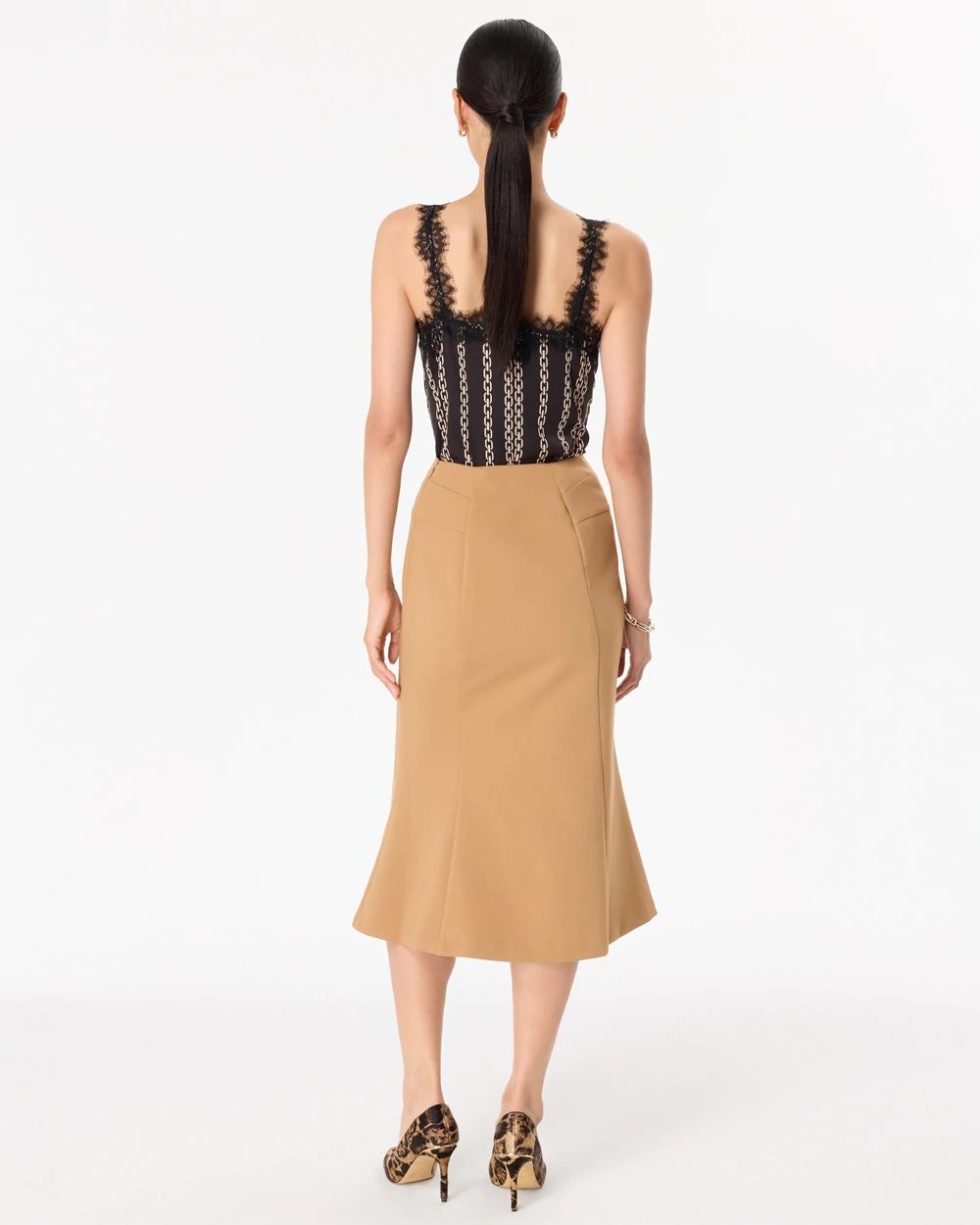 Luxe Stretch Trumpet Midi Skirt click to view larger image.