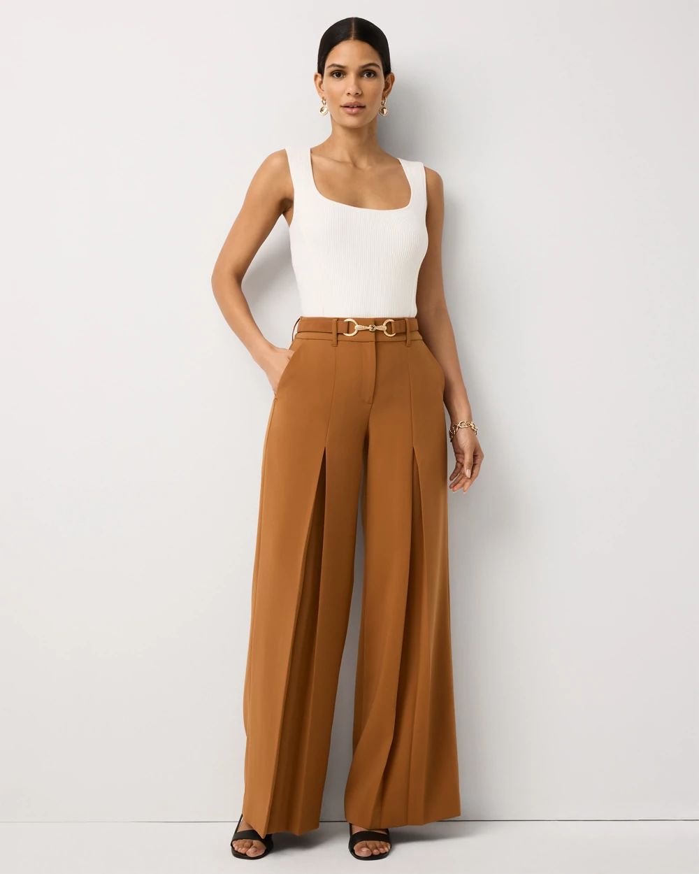 Petite Pleated Ultra Wide Leg Pant