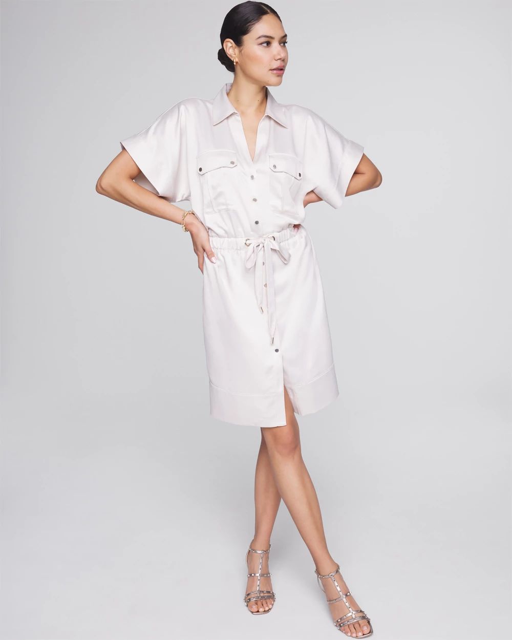 Short Sleeve Utility Shirt Dress