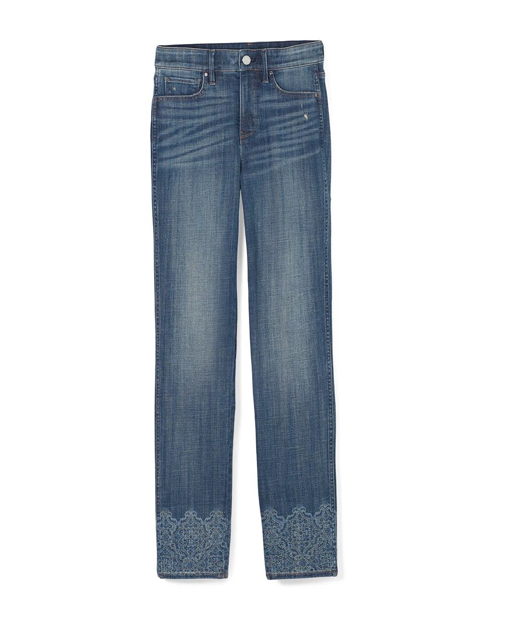 Petite High Rise Everyday Soft Denim  Beaded Hem Jeans