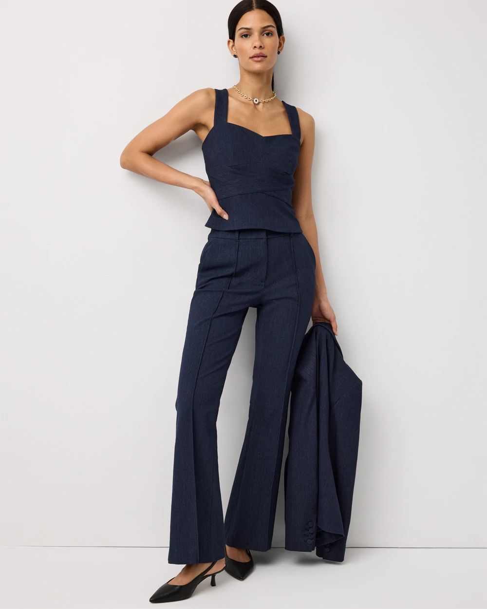 Denim-Look Wrap Detail Bustier