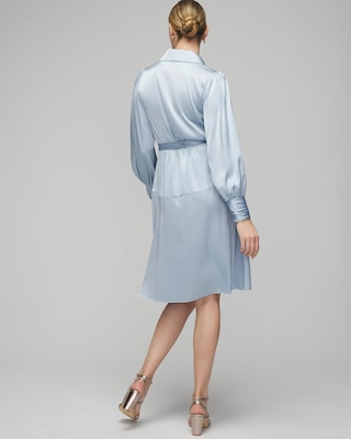 Long Sleeve Satin Wrap Mini Dress click to view larger image.