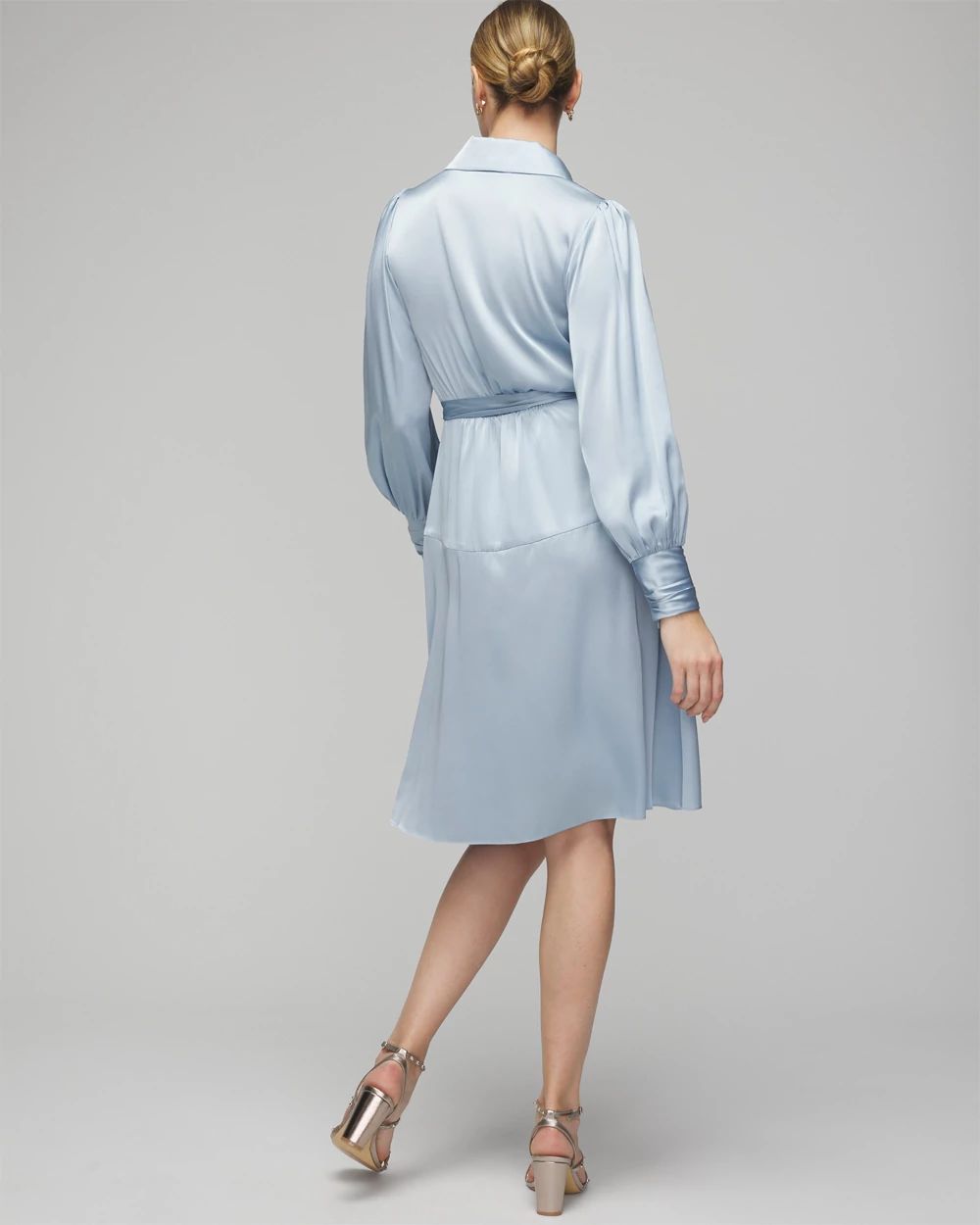 Long Sleeve Satin Wrap Mini Dress