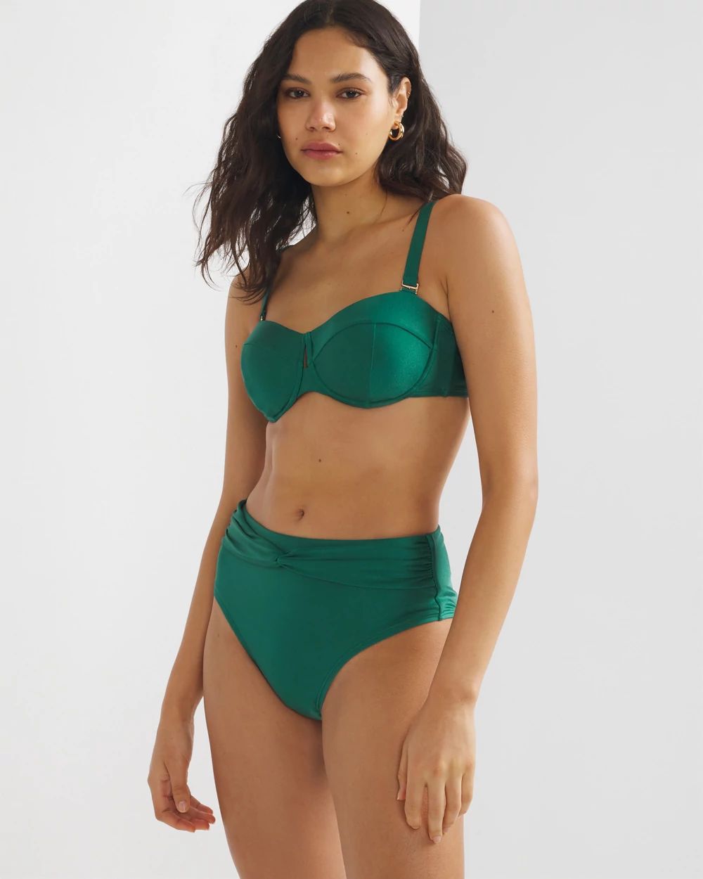 High-Waist Drape Swim Bottom
