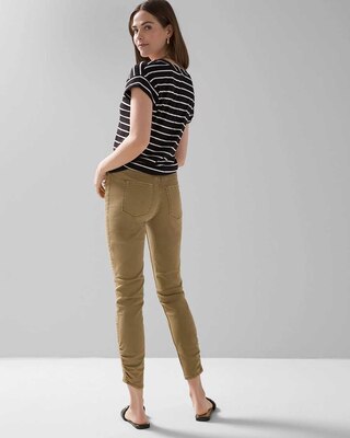 High Rise Ruched Hem Skinny Crop Jeans click to view larger image.