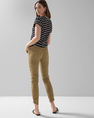 High Rise Ruched Hem Skinny Crop Jeans click to view larger image.