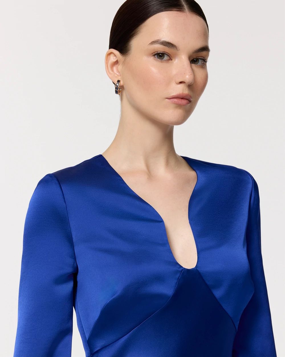Balloon Sleeve Satin Dress click to view larger image.