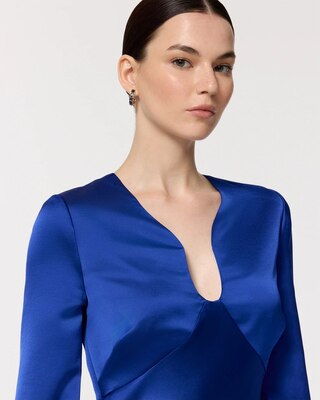 Balloon Sleeve Satin Dress click to view larger image.