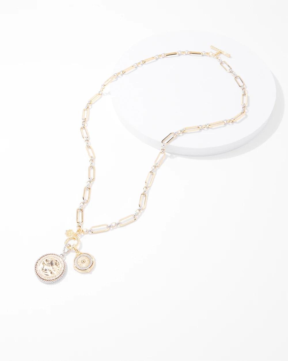 Mixed-Metal Convertible Toggle Coin Necklace