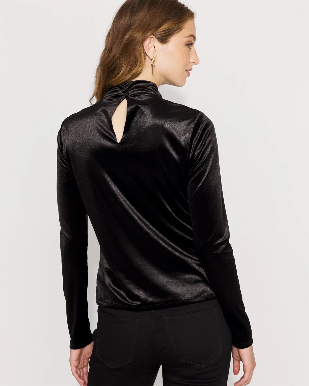 WHBM FORME™ All Ways Stretch Twist Neck Velvet Top
