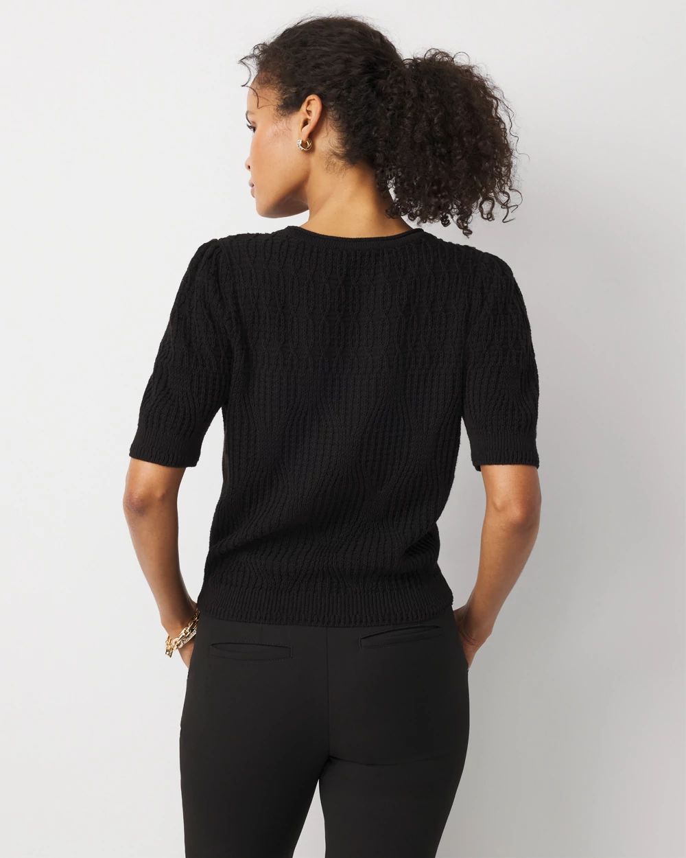 Novelty Stitch Puff Sleeve Pullover click to view larger image.