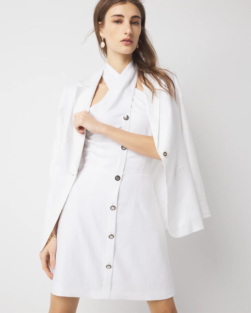 Button-Front Halter Mini Dress - image 2