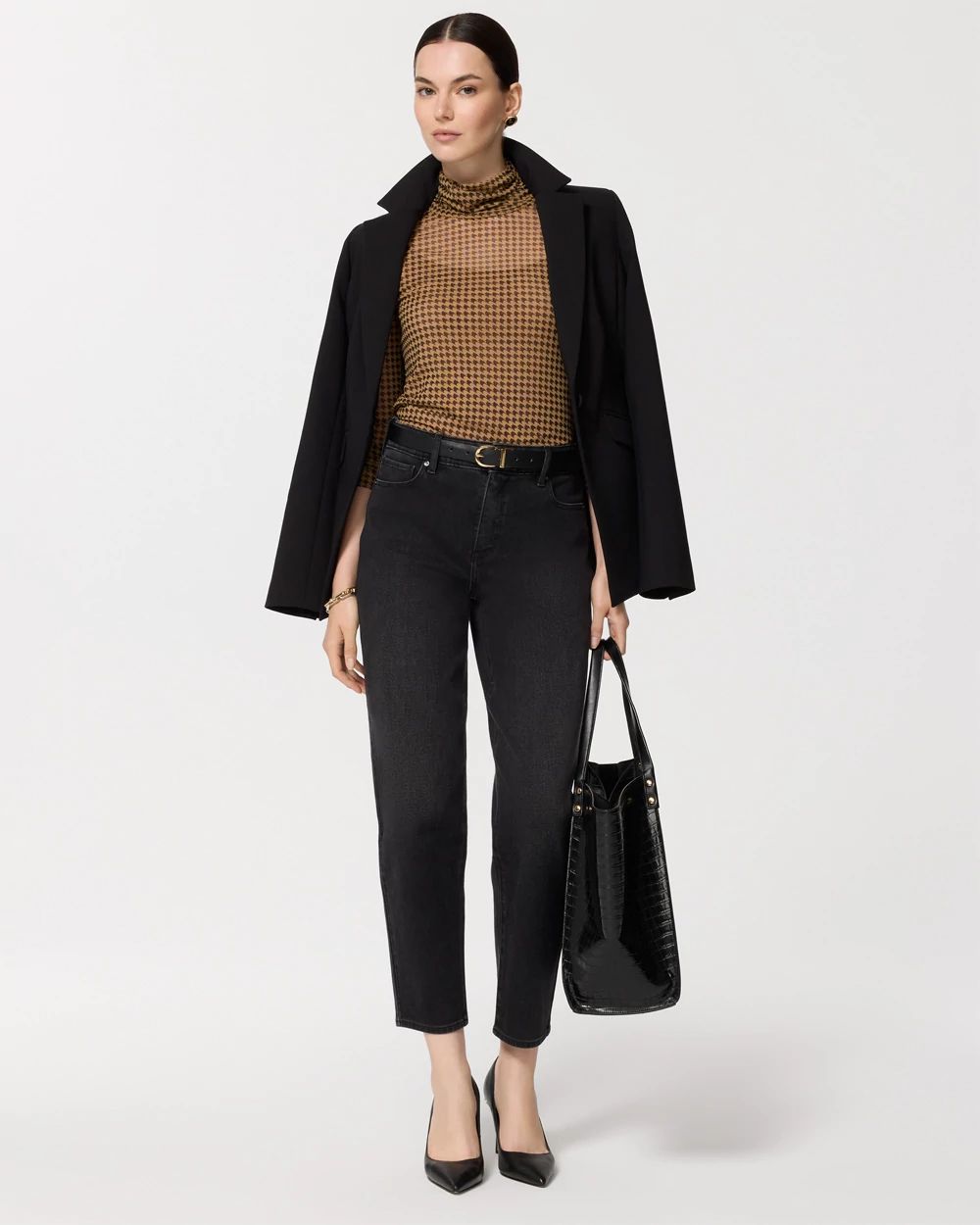 High-Rise Tapered Ankle Jeans click to view larger image.