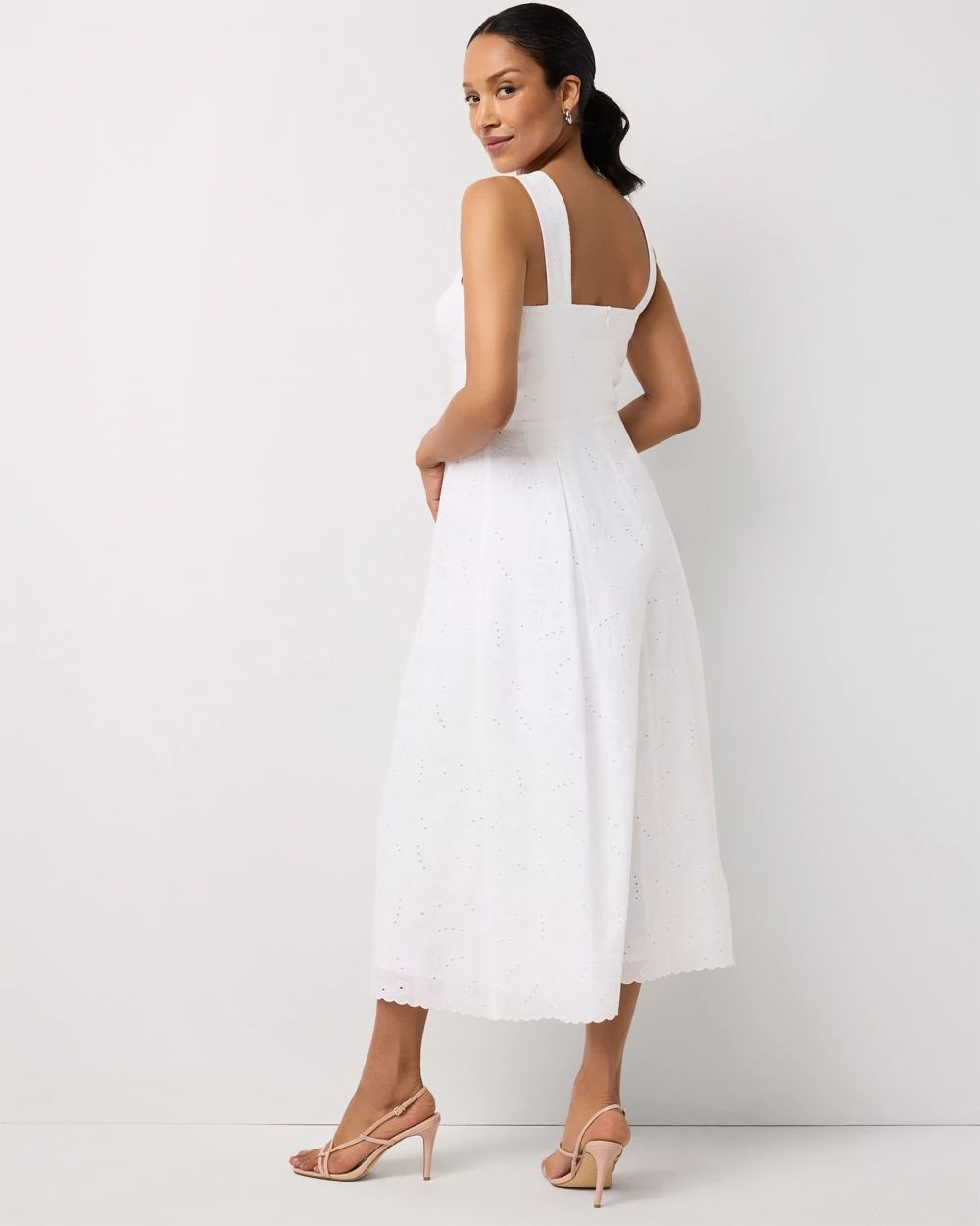 Embroidered Cotton Midi Dress