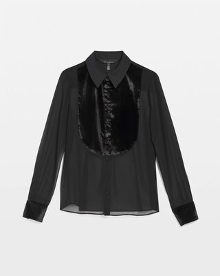 Velvet & Chiffon Tuxedo Shirt click to view larger image.