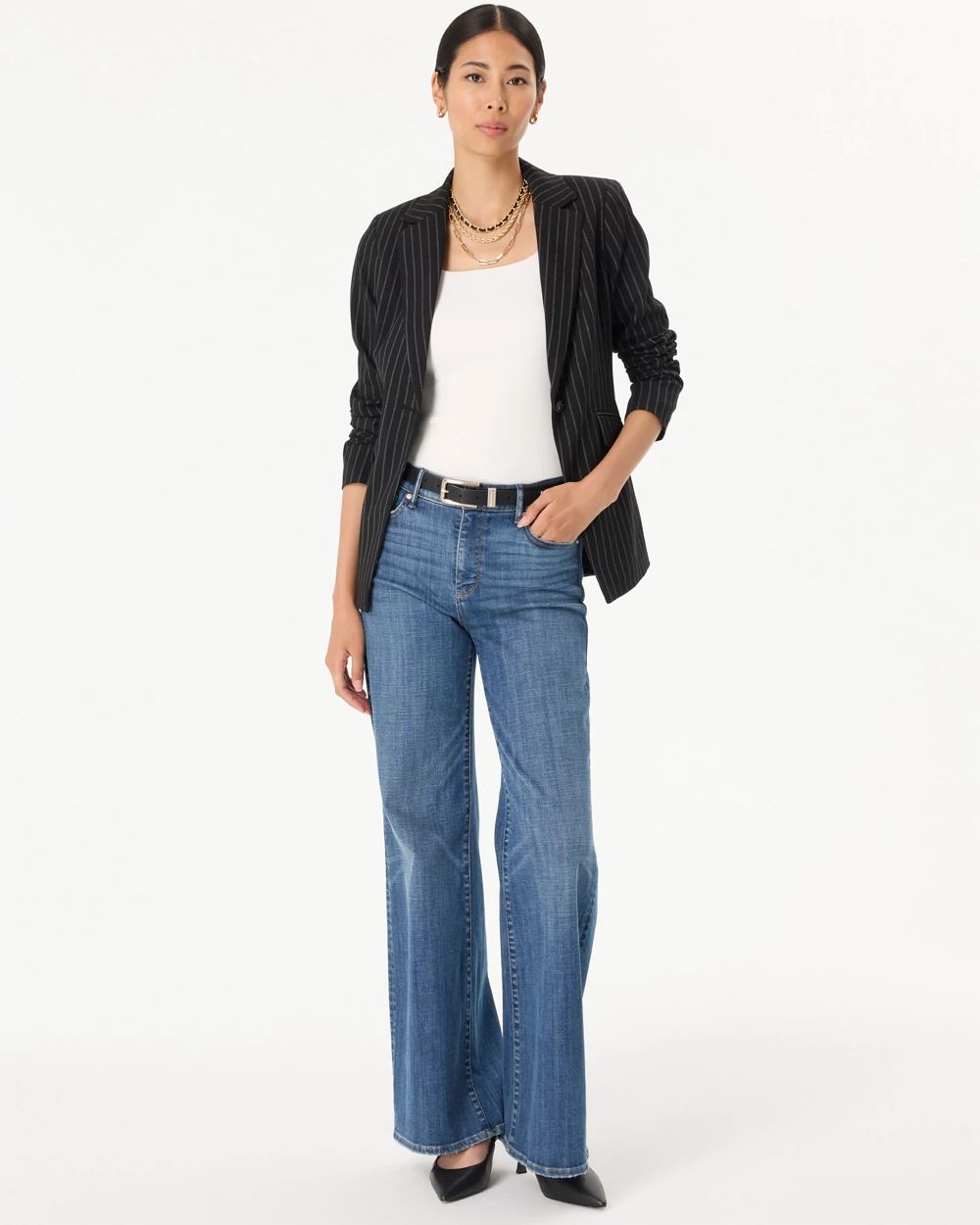 Petite Pinstripe WHBM® One-Button Blazer