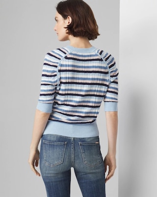 Cashmere-Blend Elbow-Sleeve Shirred Sweater click to view larger image.
