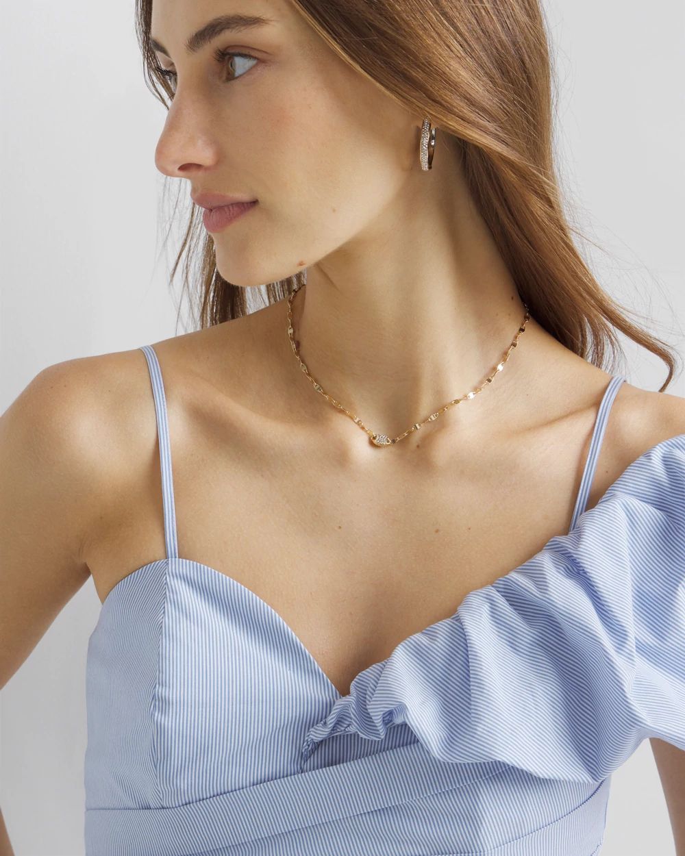 Off-the-Shoulder Asymmetrical Poplin Bustier click to view larger image.