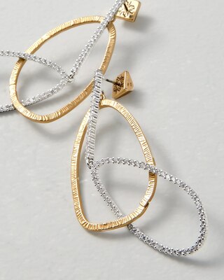 Mixed Metal Pavé Drop Earrings